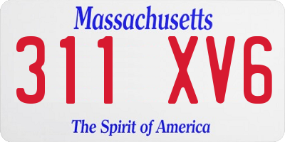 MA license plate 311XV6