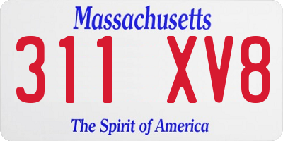 MA license plate 311XV8