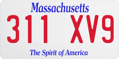 MA license plate 311XV9