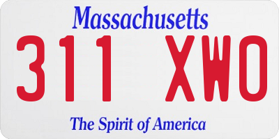 MA license plate 311XW0