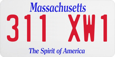MA license plate 311XW1