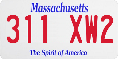 MA license plate 311XW2