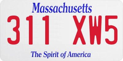MA license plate 311XW5