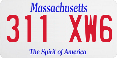MA license plate 311XW6