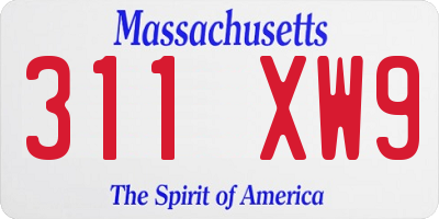 MA license plate 311XW9
