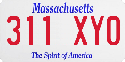MA license plate 311XY0