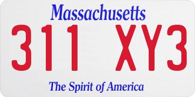 MA license plate 311XY3