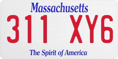 MA license plate 311XY6