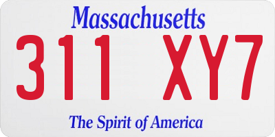 MA license plate 311XY7