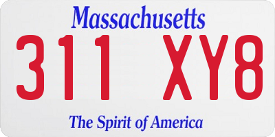 MA license plate 311XY8