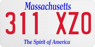 MA license plate 311XZ0