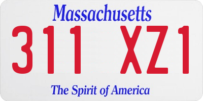 MA license plate 311XZ1