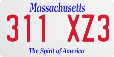 MA license plate 311XZ3