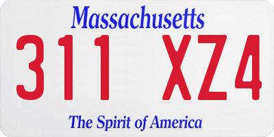 MA license plate 311XZ4
