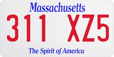 MA license plate 311XZ5