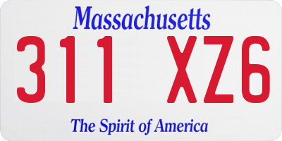 MA license plate 311XZ6