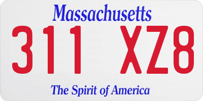 MA license plate 311XZ8