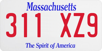 MA license plate 311XZ9