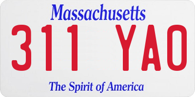 MA license plate 311YA0