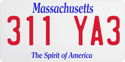 MA license plate 311YA3