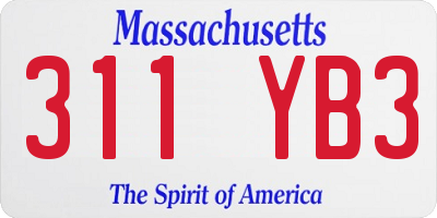 MA license plate 311YB3