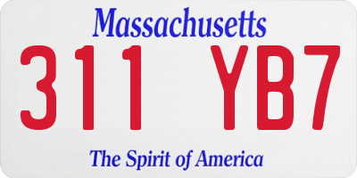 MA license plate 311YB7