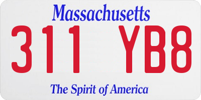MA license plate 311YB8