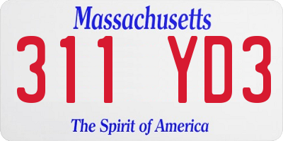 MA license plate 311YD3