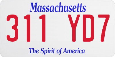 MA license plate 311YD7