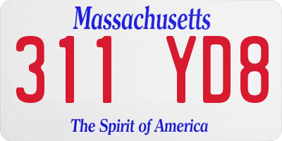 MA license plate 311YD8