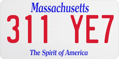 MA license plate 311YE7