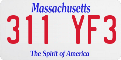 MA license plate 311YF3