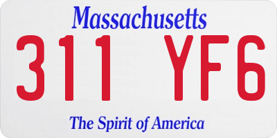 MA license plate 311YF6
