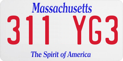 MA license plate 311YG3