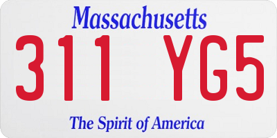 MA license plate 311YG5