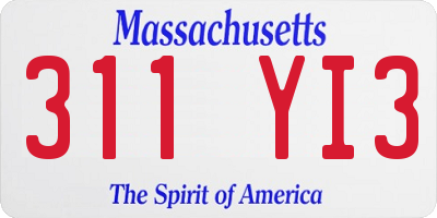MA license plate 311YI3