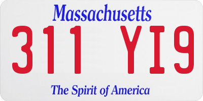 MA license plate 311YI9