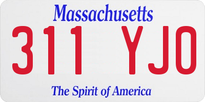 MA license plate 311YJ0