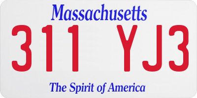 MA license plate 311YJ3