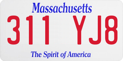 MA license plate 311YJ8