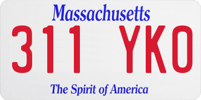 MA license plate 311YK0