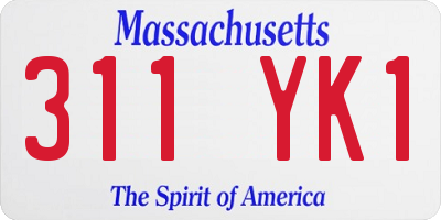 MA license plate 311YK1