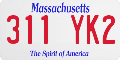 MA license plate 311YK2