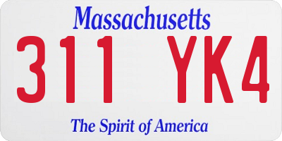 MA license plate 311YK4