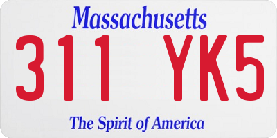 MA license plate 311YK5