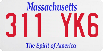 MA license plate 311YK6