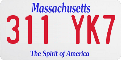 MA license plate 311YK7