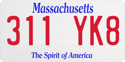 MA license plate 311YK8