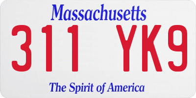 MA license plate 311YK9