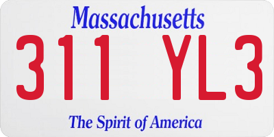 MA license plate 311YL3